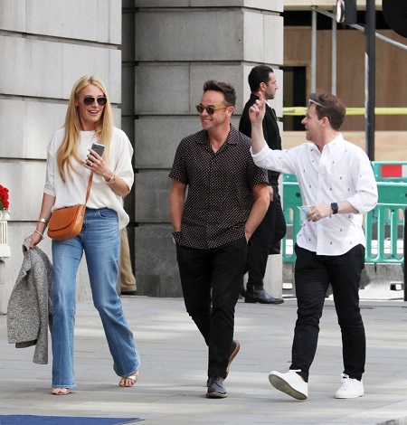 Ant, Dec and Cat Deeley walking in the streets in July 2020.